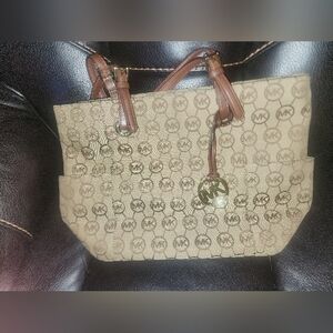 Women's Michael Kors Purse Tan and Brown Logo Tote